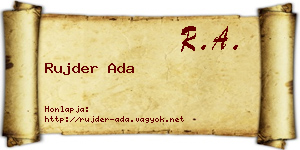 Rujder Ada névjegykártya